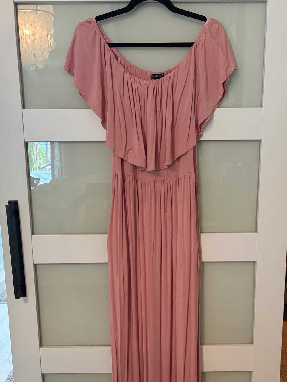 Dusty Rose Off-Shoulder Maxi Dress